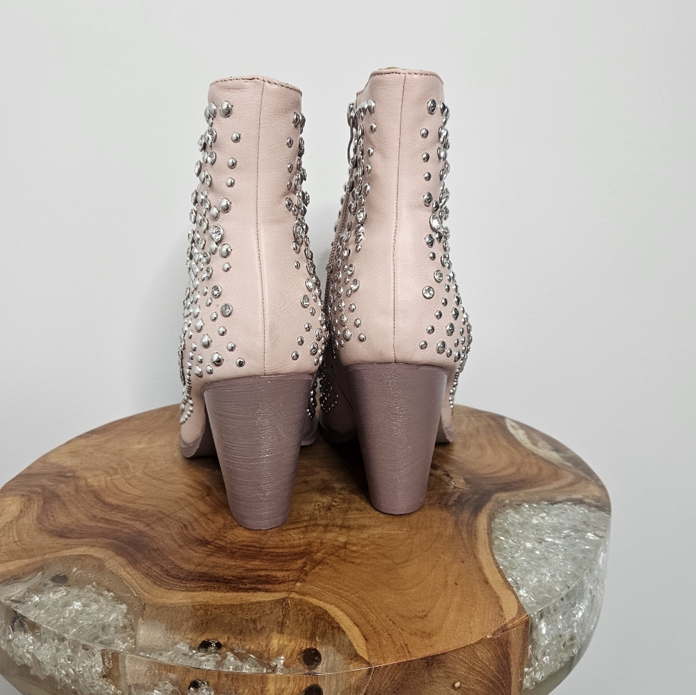 New Corkys Line Dance Blush Pink Studded Crystal Western Ankle Boots - Picture 5 of 8